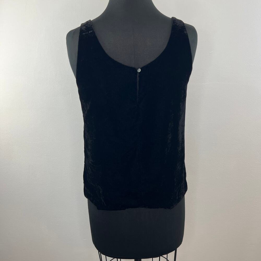 J.Crew Black Velvet Tank Top J4925 Viscose Blend Sleeveless Scoop Neck Lined 4 - Picture 5 of 9